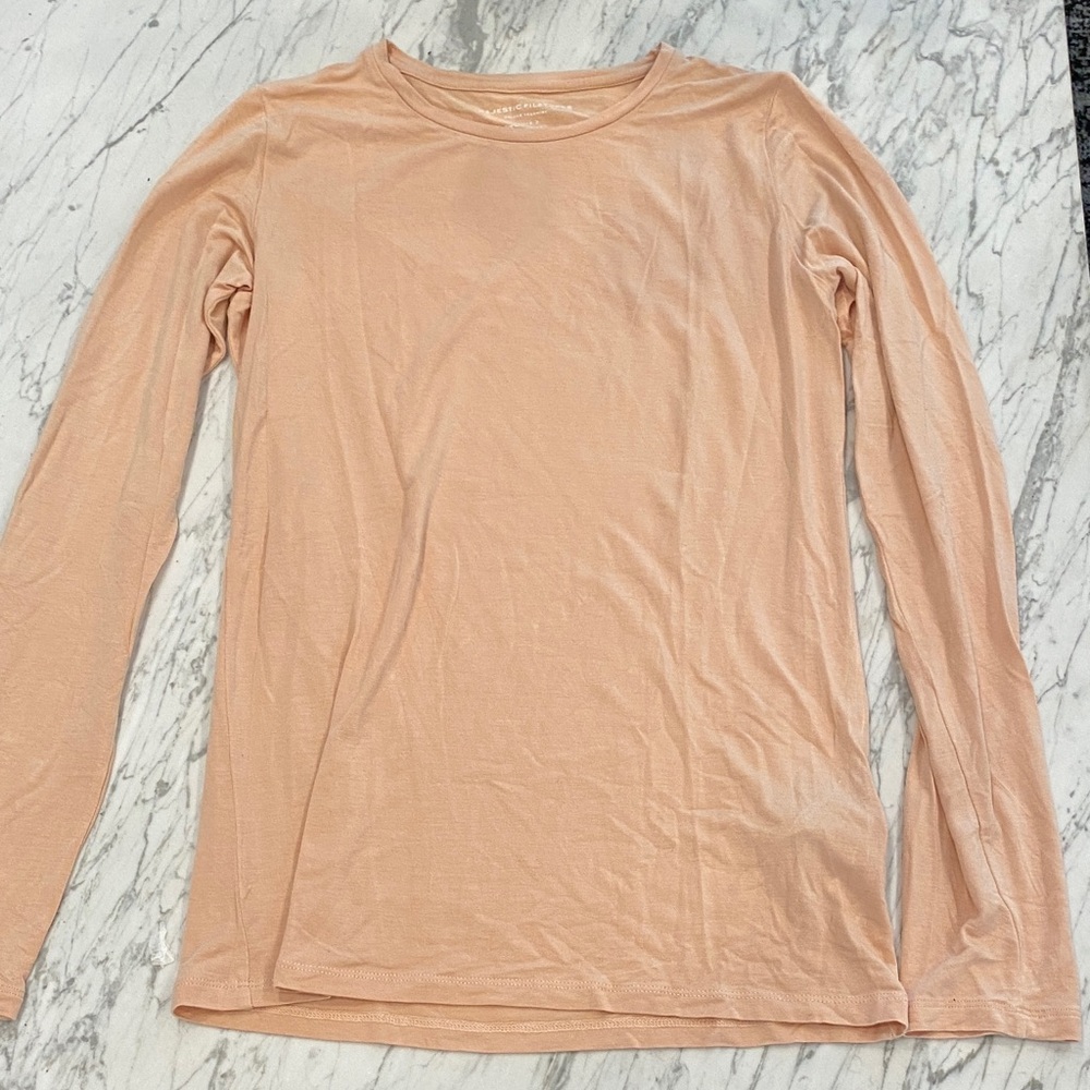 Majestic Filiatures Elegant Peach Long Sleeve Women's Top